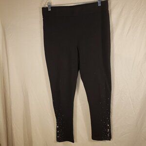 Christine Alexander Black Leggings with Rhinestone Detail - XL